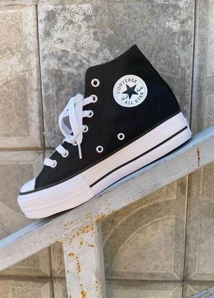 Converse lift hight black кеди конверс на високій підошві весна літо7 фото