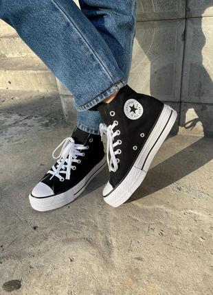 Converse lift hight black брендовые черные высокие кеды конверсы гранж панк рок кеди чорні високі конверс1 фото