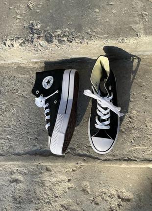 Converse lift hight black кеди конверс на високій підошві весна літо5 фото