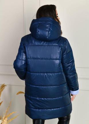 Куртка пальто женская длинная теплая зима на синтепоне зимняя 52-662 фото