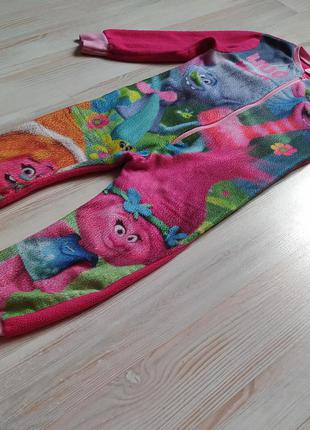 Розовый слип человечек пижама кигуруми поддева с капюшоном trolls тролли на 5-6лет2 фото