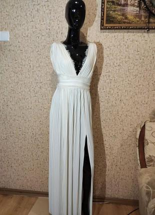 Плиссированное платье макси с кружевными вставками asos design5 фото