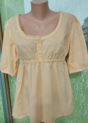 Блузка із завищеною талією, персикового кольору/бавовна з мереживом/для вагітних/bonprix