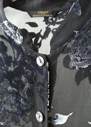 Шикарная шелковая блуза с бархатным напылением marks & spencer3 фото