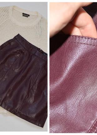 New look стильная юбка винного цвета с карманами3 фото
