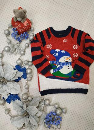 Кофта, новогодний свитер снеговик на 4-5 лет 104-110 см george