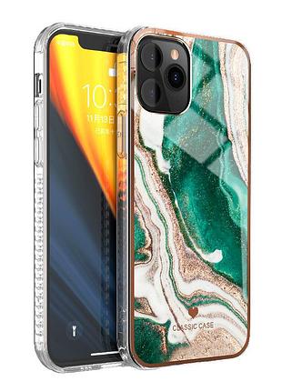 Гибридный чехол tpu+glass на iphone 12 pro max classic case мрамор