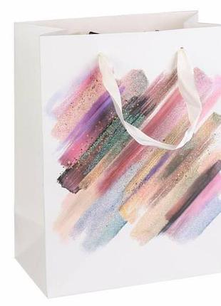 Подарочные пакеты "цветные мазки"  25*11*32 см (упаковка 12 шт)
