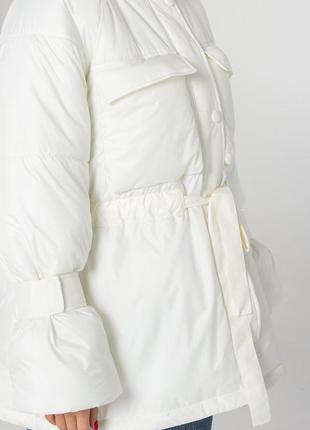 Эксклюзивный молодежный пуховик белого цвета с высоким воротником, размеры от xs до  2xl3 фото