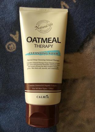 Пена для умывания для жирной кожи с овсом calmia oatmeal therapy cleansing foam