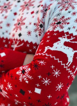 Свитер с оленями и снежинками, різдвяний светр шерстяний3 фото