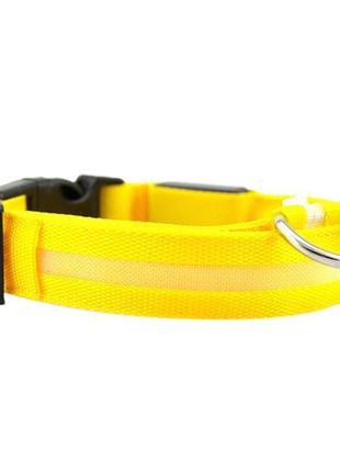 Светящийся ошейник для собак и кошек  40-48 см желтый