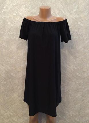 Платье на плечи  черное трапеция размер 8-10 mango