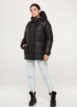 Теплая куртка черного цвета непродуваемая плащевка синтепух, размеры от s до  3xl3 фото