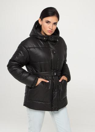 Тепла куртка чорного кольору продувається плащівка синтепух, розміри від s до 3xl