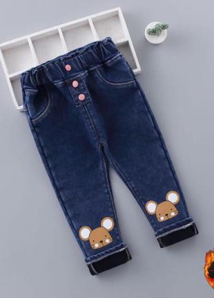 Зима джинсы на флисе, утеплённые джинсы