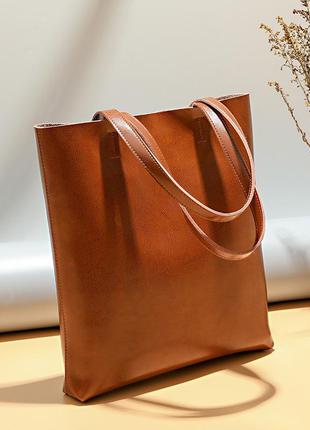 Женская кожаная большая коричневая сумка шопер4 фото