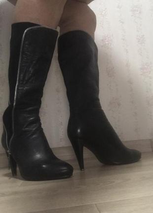 ☔️кожаные 🍂сапожки 🍁на каблуке
