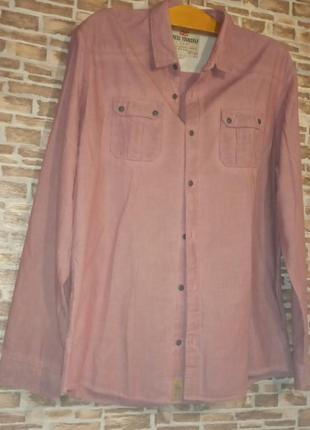 Мужская рубашка- ткань под джинс 100% хлопок- пог 61см- 52,54,56рр