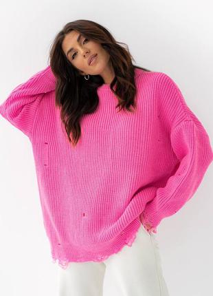 Трендовий рваний светр-туніка