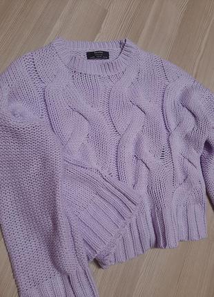 Лавандовий світшот пуловер светр в'язаний джемпер кофта