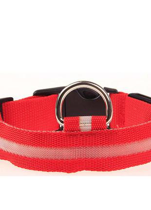 Светящийся ошейник для собак и кошек  40-48 см красный