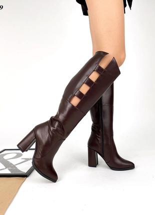 Сапожки // glori, шоколад, натуральная кожа, деми /еврозима