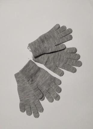 Рукавиці сірого кольору р.104-128, 128-152см