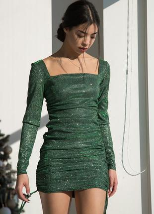 Мини платье вечернее люрекс сверкающе в обтяжку зеленый 4 цвета купить вечернее платье