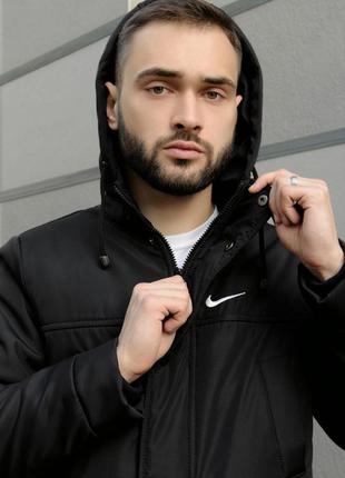 Чоловіча зимова куртка nike парку найк чорна4 фото