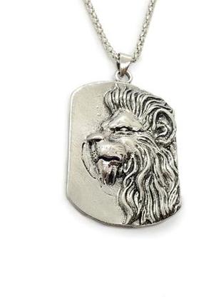 🦁🌟 чоловічий кулон на ланцюжку "жетон лев"