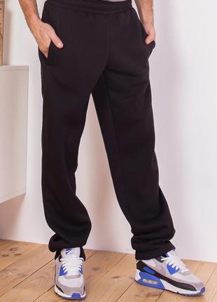 Чорні утеплені штани прямого крою