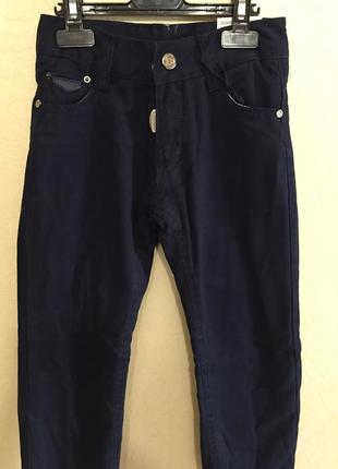 Темносиние коттоновые брюки на флисе2 фото