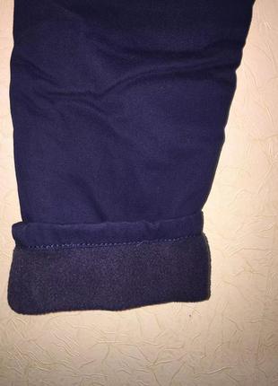 Темносиние коттоновые брюки на флисе5 фото