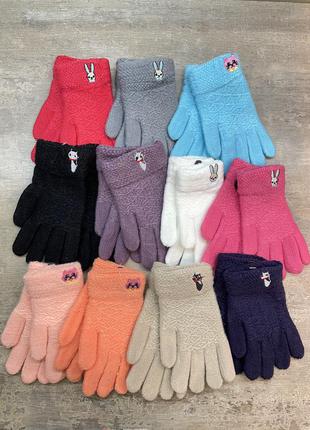 Перчатки варежки рукавицы для девочек шерсть зимние тёплые4 фото