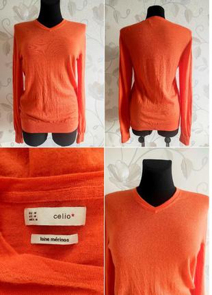 Яркий джемпер цвета апельсина из тонкой 💯 шерсти меринос !