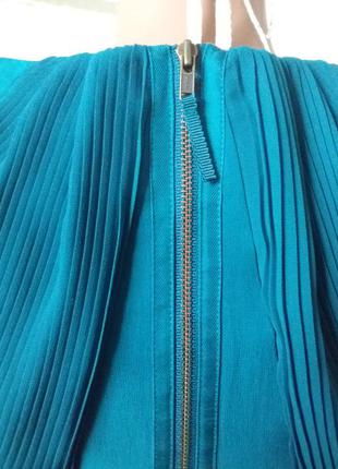 Коктельное шелковое платье футляр оригинал плиссе изумруд4 фото