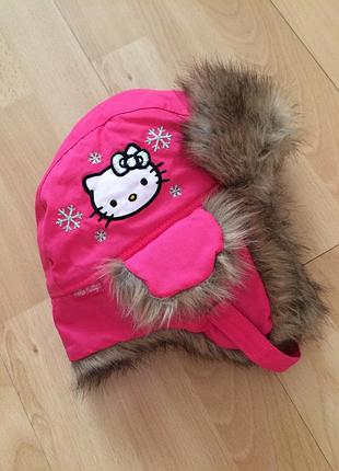 Тёплая шапка ушанка h&m hello kitty на 1-3 года