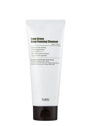 Глубокоочищающая пенка с центеллой purito from green deep foaming cleanser