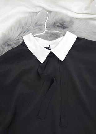 Романтичная блуза с белым воротником и завязками2 фото