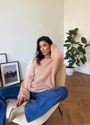 Базовий оверсайз светр з альпаки на шовку