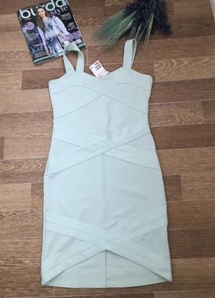 Бандажное платье h&m divided мятный цвет