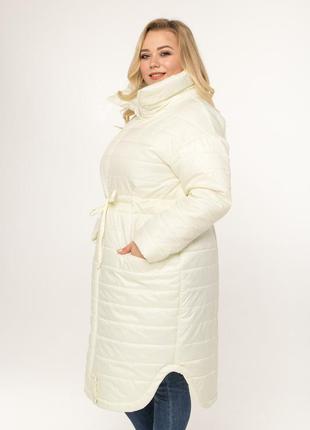 Длинная стеганая куртка белого цвета на осень и еврозиму, больших размеров от s до 5xl6 фото