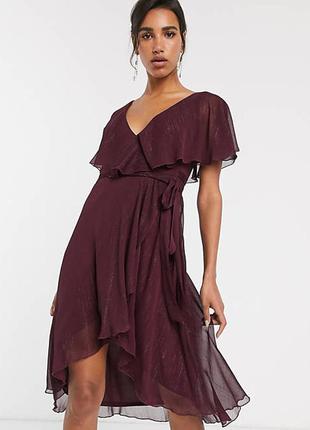 Платье миди в полоску с эффектом металлик asos design