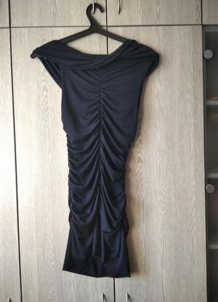 Платье темно-синее эластичное с камнями на груди b.p.c.bonprix collection3 фото
