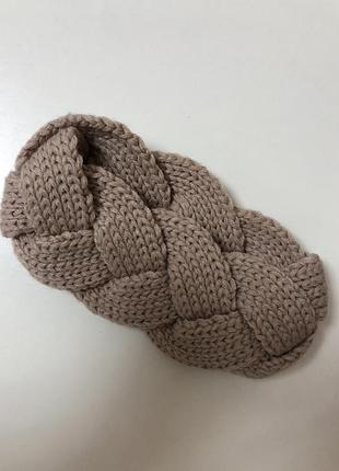 Женская теплая повязка на голову крючком,повязка косичка на голову чалма h&m