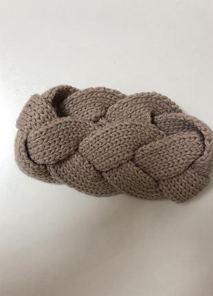 Женская теплая повязка на голову крючком,повязка косичка на голову чалма h&m