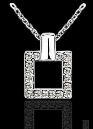 🏵ювелирная геометрия! квадратный кулон подвеска квадрат в стразах на цепи, арт. 17561 фото
