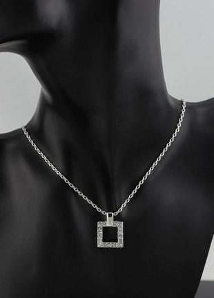 🏵ювелирная геометрия! квадратный кулон подвеска квадрат в стразах на цепи, арт. 17562 фото