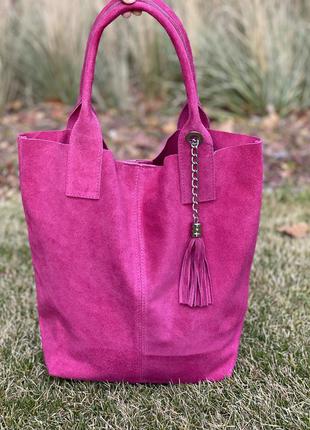 Замшевая малиновая сумка arianna, италия, цвета в ассортименте
